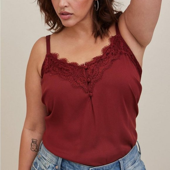 torrid Tops - NWT TORRID AVA STRETCH CHALLIS LACE TRIM CAMI